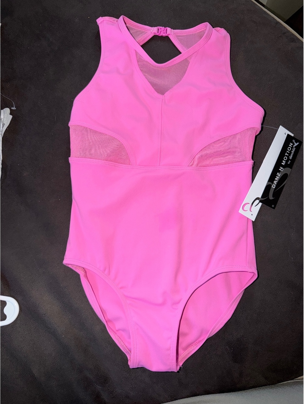 Danskin Motion Pink Mesh Panel Sleeveless Leotard